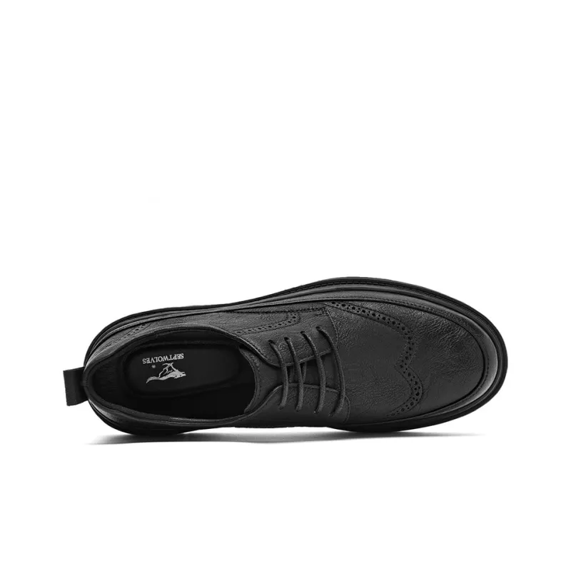 SEPTWOLVES Dress Shoes Men Low Top Black/Khaki-6