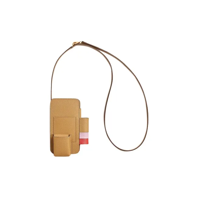 HERMES Hermèsway Epsom Calfskin Shoulder Bag Crossbody Bag Cell Phone Pouch Women's Cookie/Camellia Purple/Orange Red-1