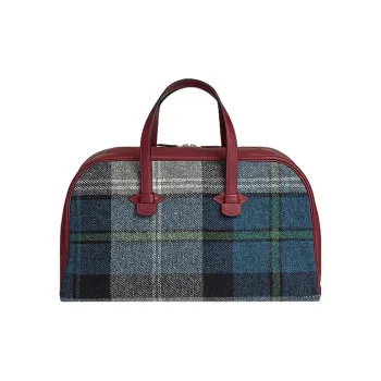 HERMES Herringbone Canvas With Evercolor Calfskin Handbag Regular Unisex Malta Blue/Hermes Red
