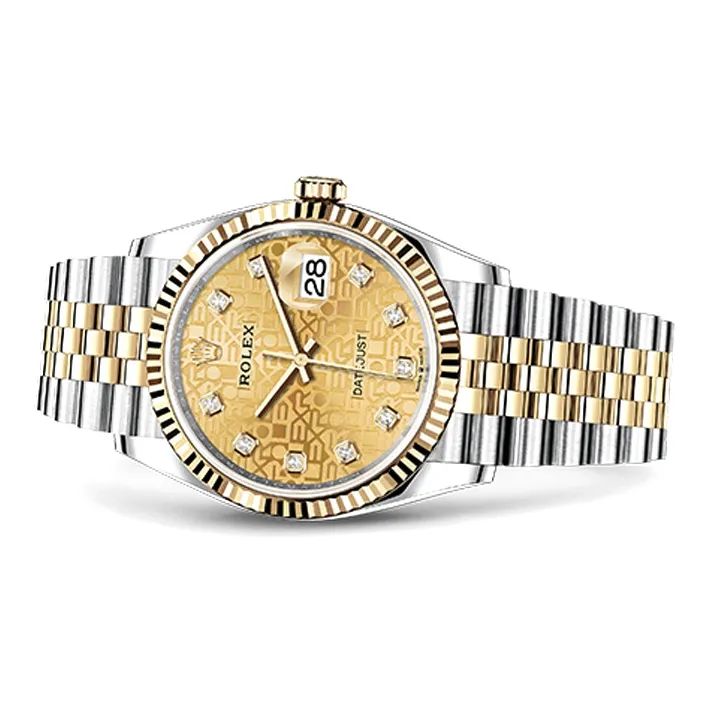 ROLEX Log Series Automatic Mechanical Movement Unisex Watch 36mm Gold Dial Oystersteel Case-1