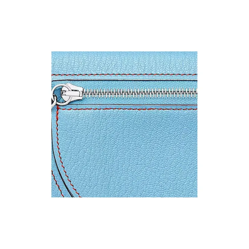 HERMES In The Loop Mysore Goat Skin Pig Nose Wallet Small Size Women's 7N Celeste Sky Blue-2