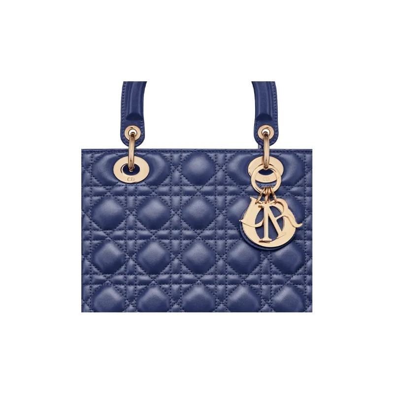 DIOR Lady Dior Sheepskin Daisie Bag Shoulder Bag Crossbody Bag Handbag Medium Size Women's Royal Blue-4