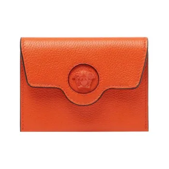 VERSACE La Medusa Calfskin Leather Card Box Women's Orange