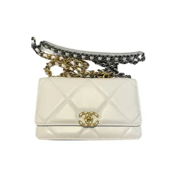 CHANEL 19BagWOC Sheepskin Chain Bag, Shoulder Bag, Crossbody Bag Women's White