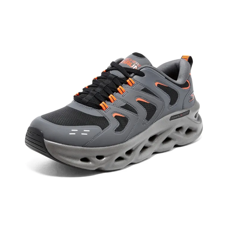 Skechers Anti Slip Wear Resistant Low Top Running Shoes Men's Gray Black-2