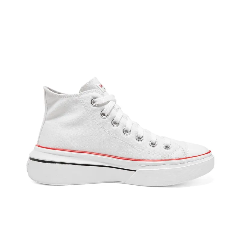 Skechers Court Classics Anti Slip Wear Resistant High Top Canvas Shoes Women's White-1