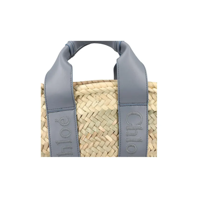 Chloe Leather Handbag Small Size Women's Khaki/Blue-4