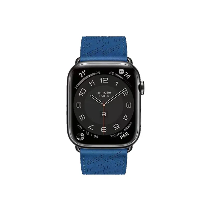 HERMES Calfskin Watch Refurbishing 45mm Unisex French Blue H0008681Y71-1