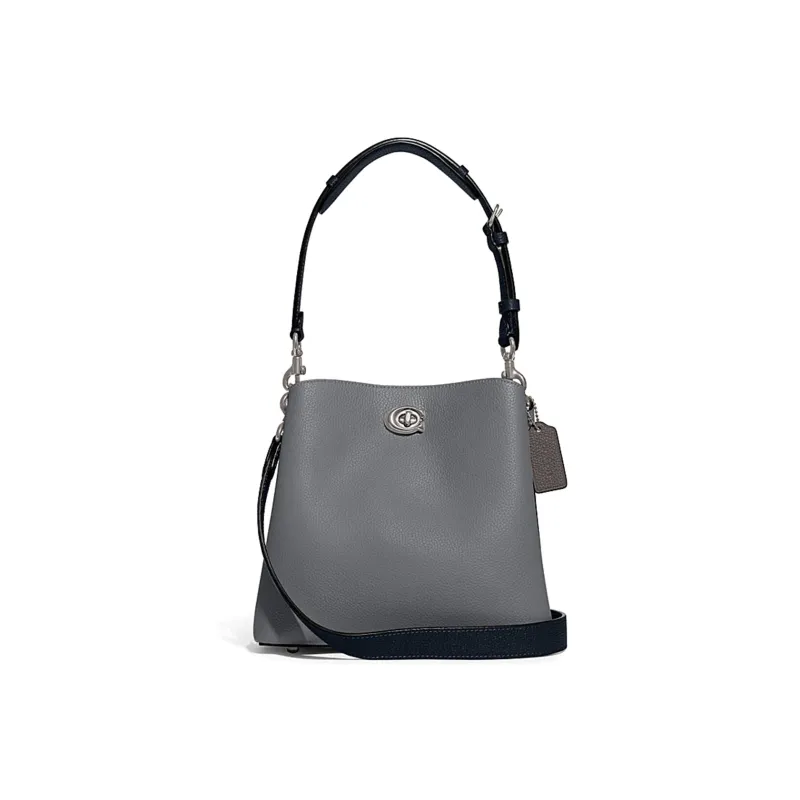 COACH Willow Split Cow Leather Tote Bag, Shopping Bag, Handbag, Shoulder Bag, Crossbody Bag Mini Women's Black-0