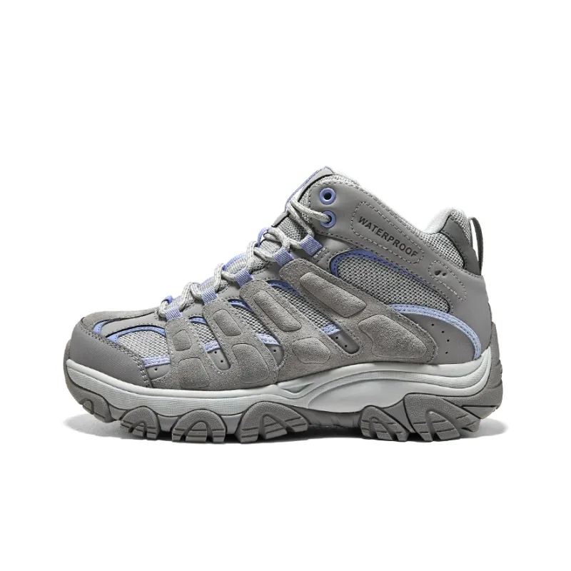 Skechers Slip Resistant And Breathable Mid Top Outdoor Shoes Women's Gray Blue-0