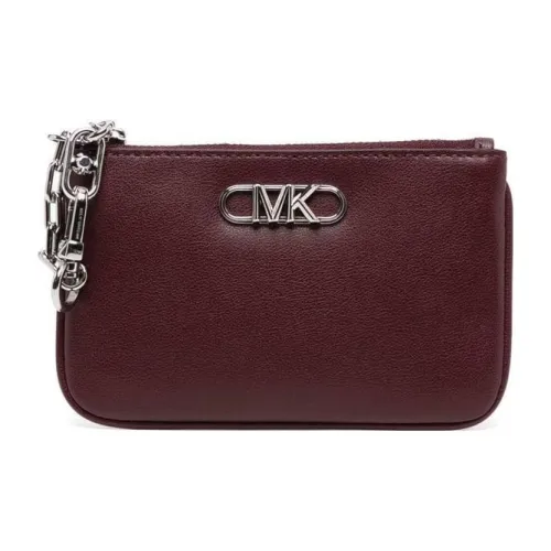 MICHAEL KORS PARKER Calfskin Card Clip Card Holder Small Size Women's Deep Red