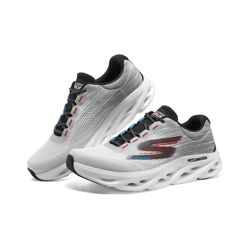 Skechers GO RUN Swirl Tech Speed Cushioning Wear Resistant Low Top Running Shoes Men's White Gray-3