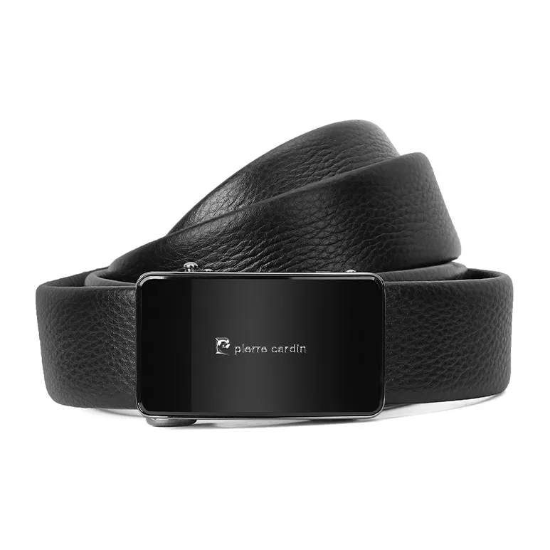 PIERRE CARDIN Mirror Finish Automatic Buckle Luxe Lite Top Grain Cow Leather Belts Men's 3.5cm-2