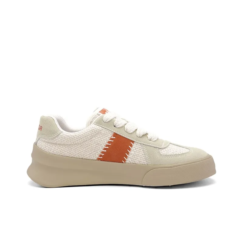 Warrior Slip Resistant Low Top Casual Shoes Unisex Beige/Rusty Red-1