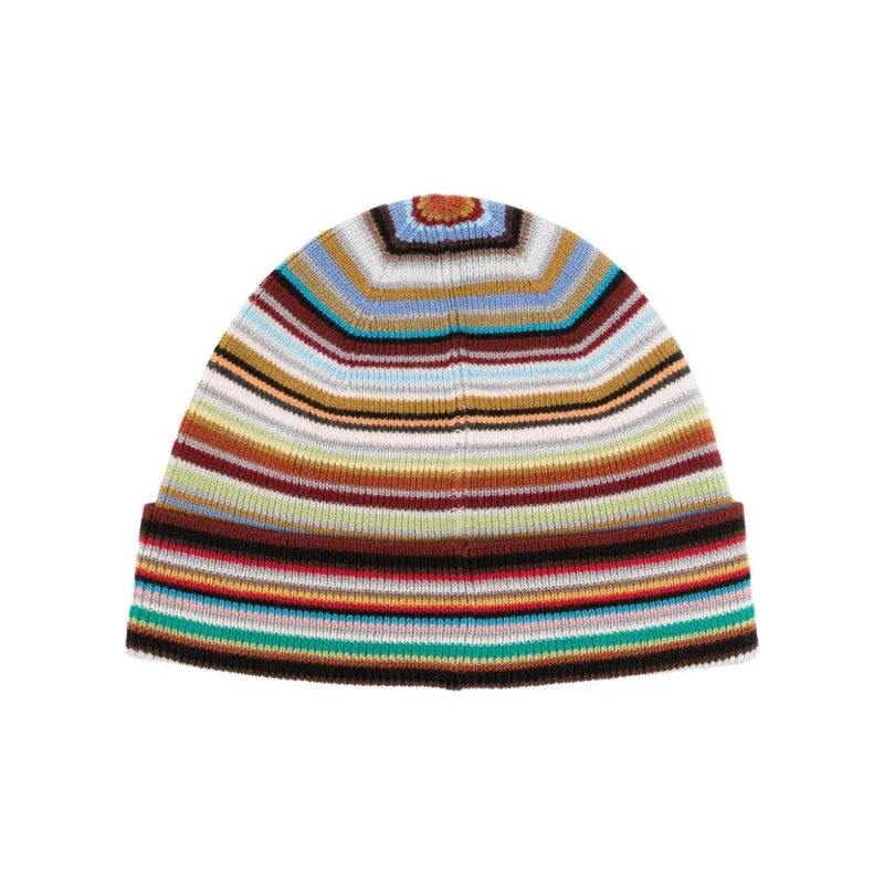 Paul Smith Striped Intarsia Knitted Beanie-0