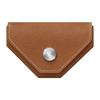 HERMES Epsom Calfskin Triangle Bag Coin Purse Women's Gold & Lemon