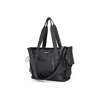 MYEDITION Polyester Tote Bag Shopping Bag Messenger Bag Laptop Bag Portable Crossbody Bag Shoulder Bag Unisex Black