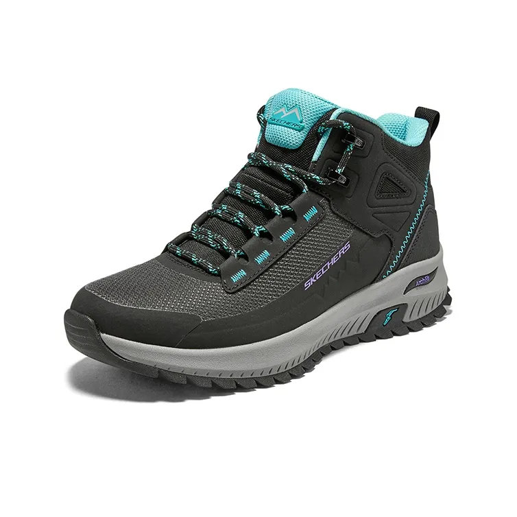 Skechers Cushioning Waterproof Mid Top Outdoor Shoes Women's Black Blue-2