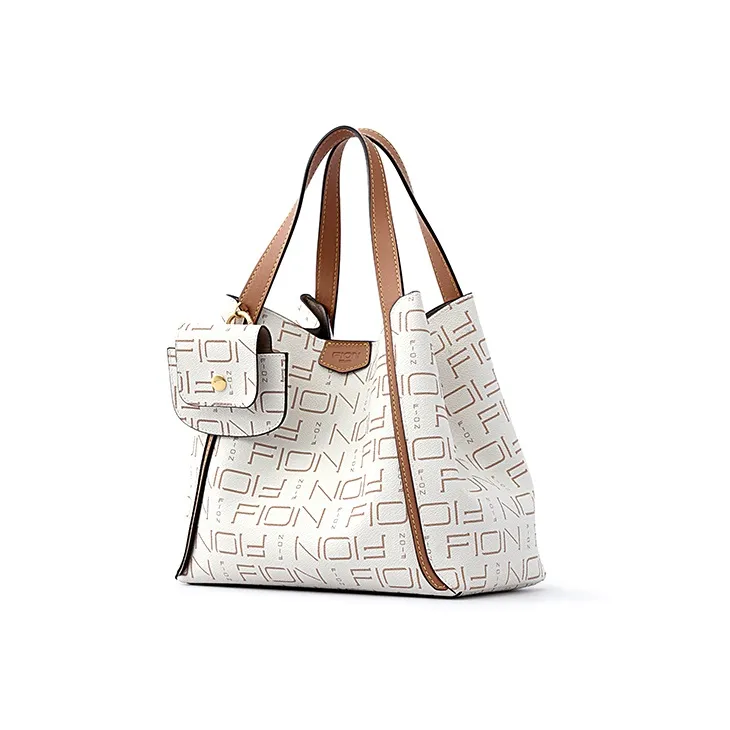FION Coated Canvas Tote Bag, Shopping Bag, Letter Bag, Handbag, Shoulder Bag Tubas Women's Brown-12