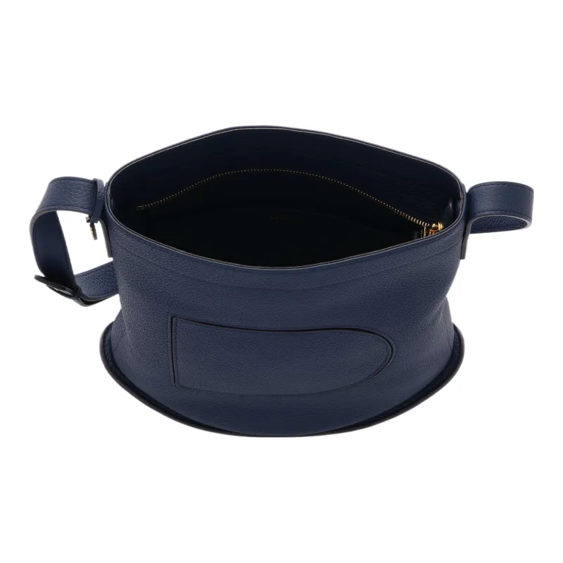 Delvau Pin Daily Chain Grain Soft Calfskin Bucket Bags Shoulder Bag Crossbody Bag Women's Dark Blue-3
