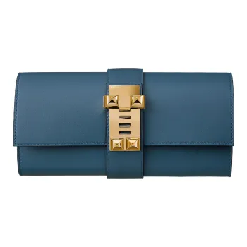 HERMES Swift Calfskin Clutch Regular Women's R2 Blue Agate