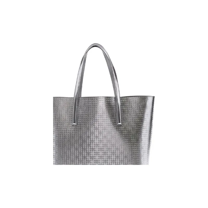 GIVENCHY Cow Leather Tote Bag Shopping Bag Handbag Unisex Silver-2