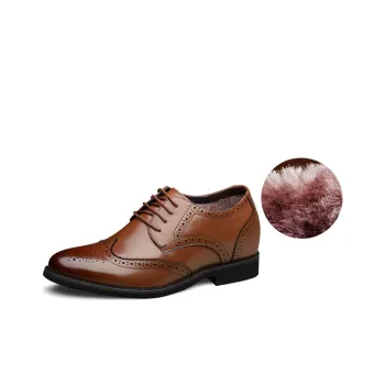 SULEGAO Dress Shoes Men Low Top Brown/Black