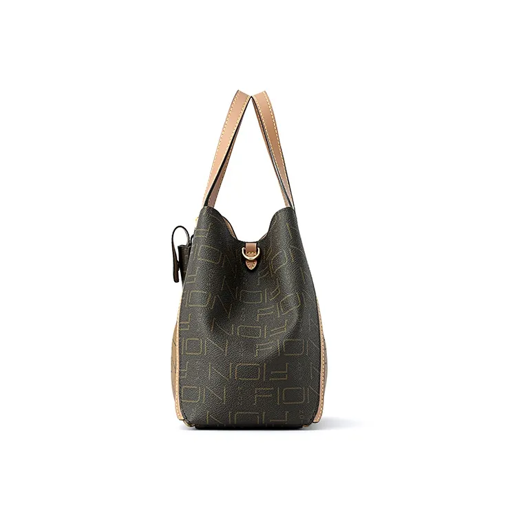 FION Coated Canvas Tote Bag, Shopping Bag, Letter Bag, Handbag, Shoulder Bag Tubas Women's Brown-2