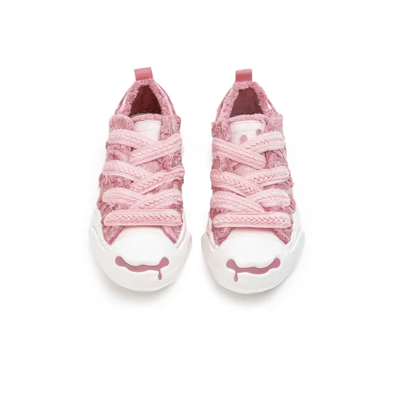 H 52 Skateboard Shoes Unisex Mid Top Pink/Red Bean-1