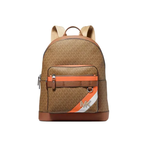 MICHAEL KORS Hudson Canvas With Leather Backpack Men's Orange Brown