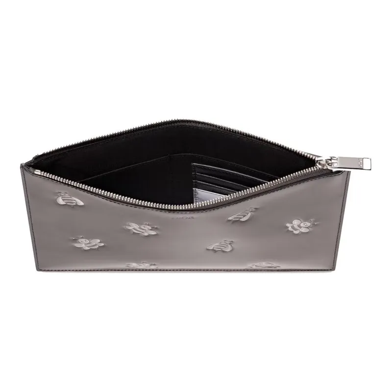 DIOR KAWS Collaboration Calfskin Clutch Men's Silver-2