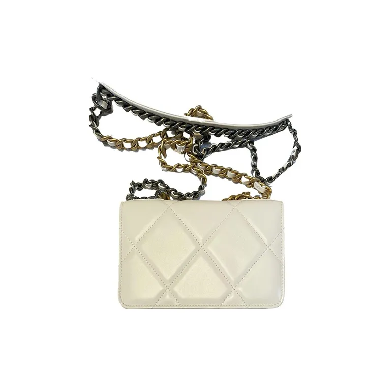 CHANEL 19BagWOC Sheepskin Chain Bag, Shoulder Bag, Crossbody Bag Women's White-1
