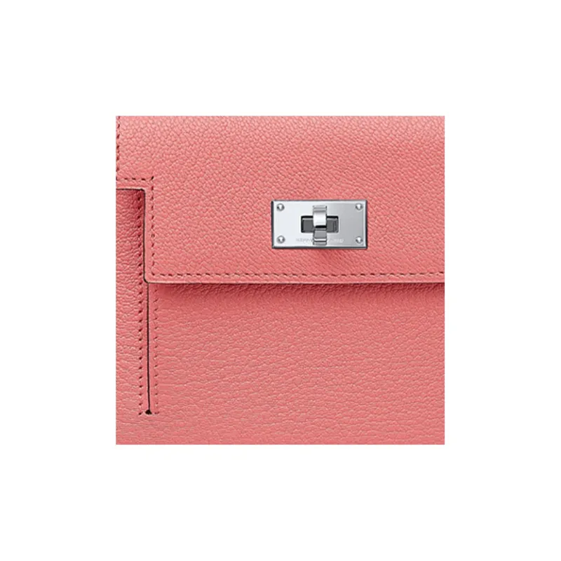 HERMES Kelly Pocket Mysore Goat Skin Wallet Regular Women's Summer Pink-3