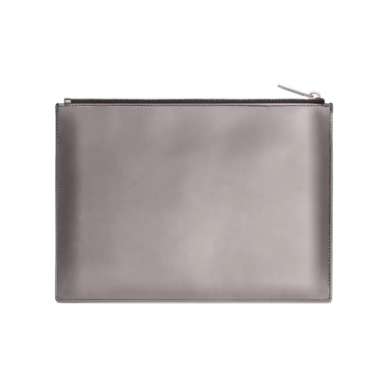 DIOR KAWS Collaboration Calfskin Clutch Men's Silver-1