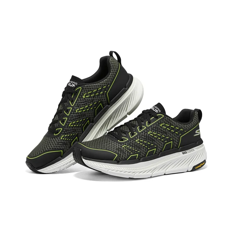 Skechers Max Cushioning Cushioned Slip Resistant Low Top Running Shoes Men's Olive Black-3