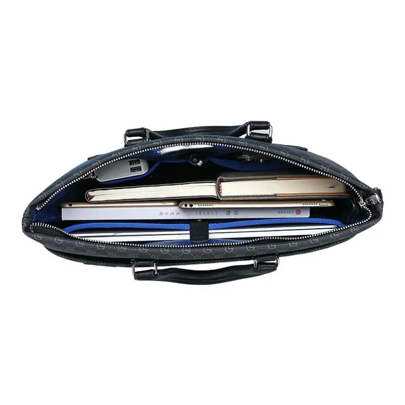 GOLDLION PVC Laptop Bag Handbag Large Size Men's Black-4