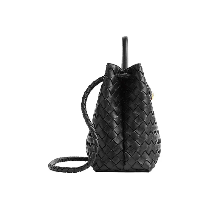 Bottega Veneta Andiamo Series Sheepskin Shoulder Bag Crossbody Bag Handbag Medium Size Women's Black-1