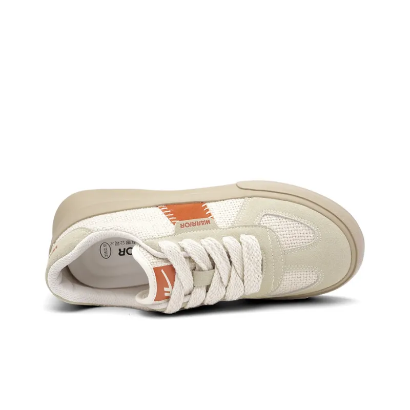 Warrior Slip Resistant Low Top Casual Shoes Unisex Beige/Rusty Red-2