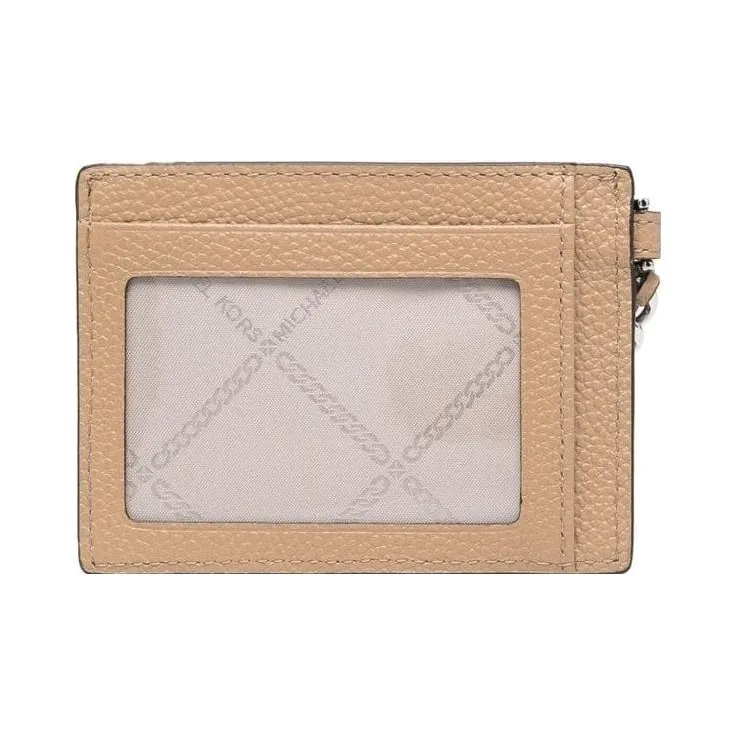 MICHAEL KORS Litchi Grain Leather Card Holder Trumpets Women's Beige-2