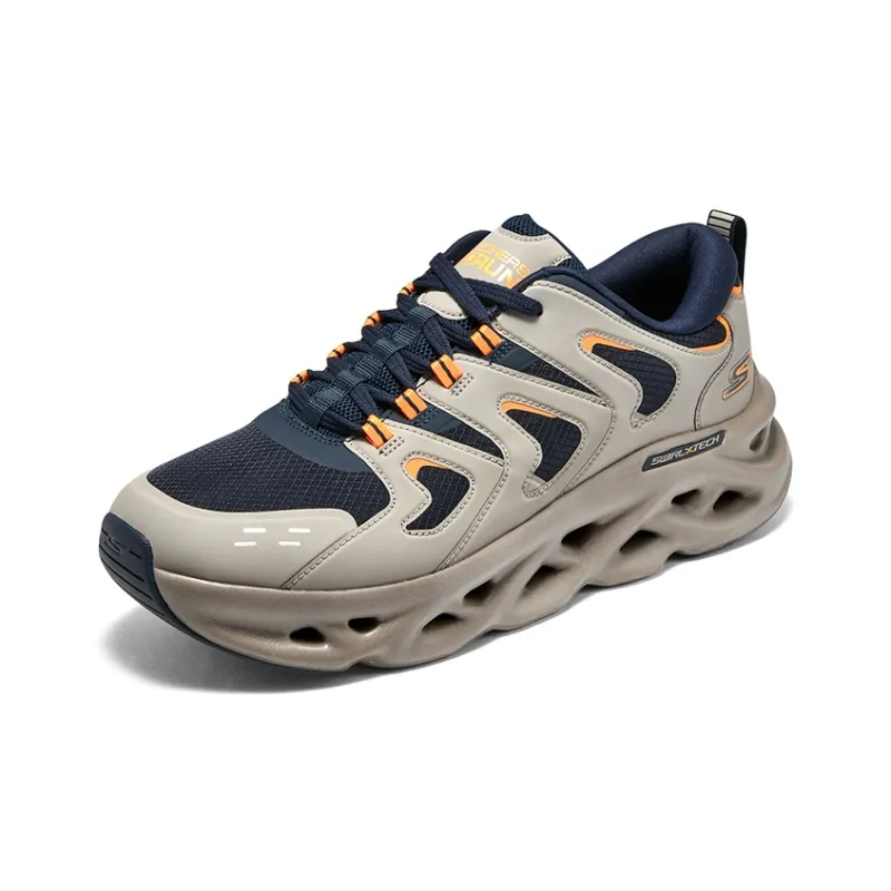 Skechers Anti-Slip Wear-Resistant Low-Top Running Shoes Men's Taupe Navy-2