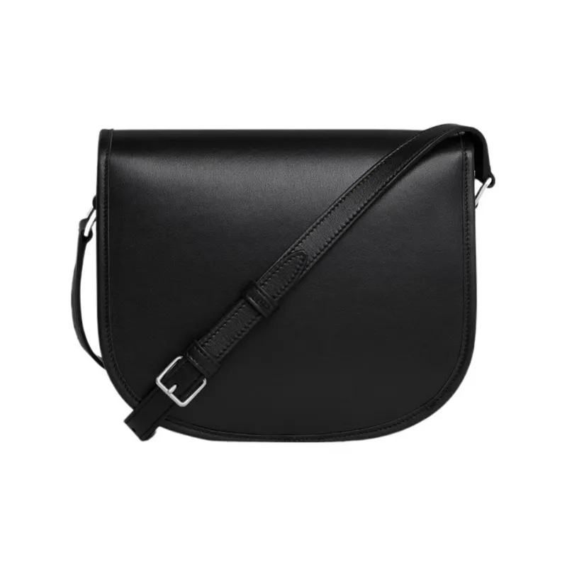 CELINE Triomphe Soft Natural Cow Leather Shoulder Bag, Crossbody Bag Medium Size Men's Black-2