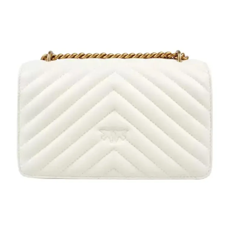 PINKO Sheepskin Swallow Bag, Crossbody Bag, Shoulder Bag Women's White-1