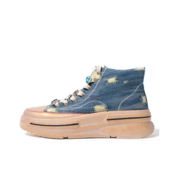 STEVE MADDEN High-Top Canvas Shoes Women's Denim Blue
