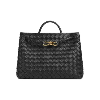 Bottega Veneta Andiamo Series Sheepskin Shoulder Bag Crossbody Bag Handbag Medium Size Women's Black