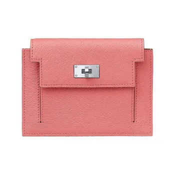 HERMES Kelly Pocket Mysore Goat Skin Wallet Regular Women's Summer Pink