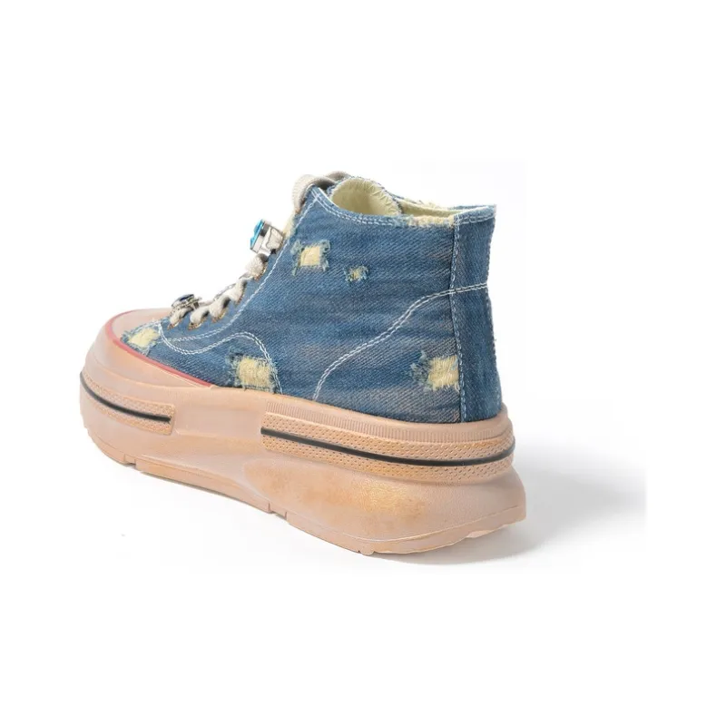 STEVE MADDEN High-Top Canvas Shoes Women's Denim Blue-2