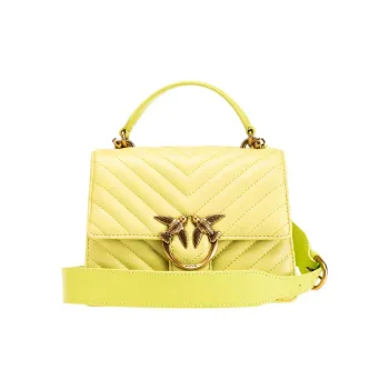 PINKO Love Bag Goatskin With Cow Skin Swallow Bag, Shoulder Bag, Crossbody Bag, Handbag Mini Women's Yellow