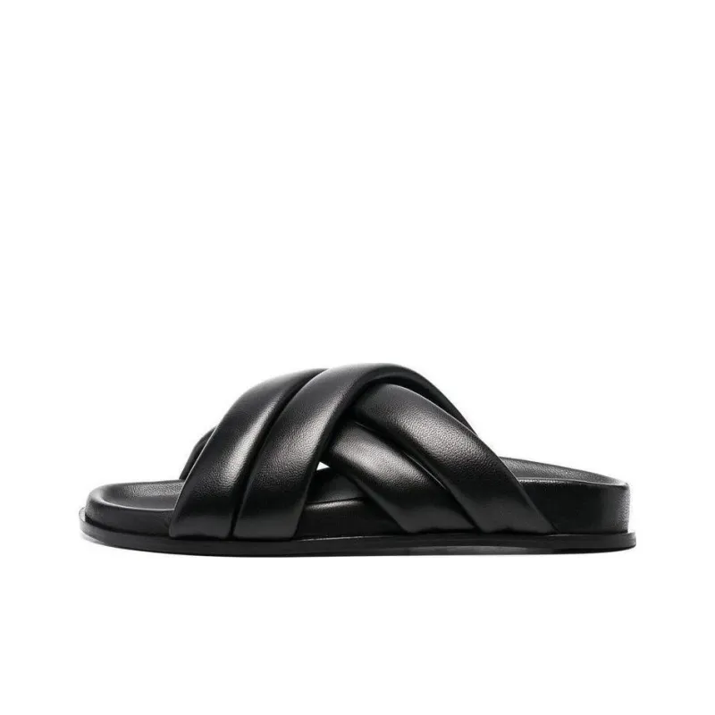 Anine Bing Lizzie Leather Cross strap Slides Women's-0