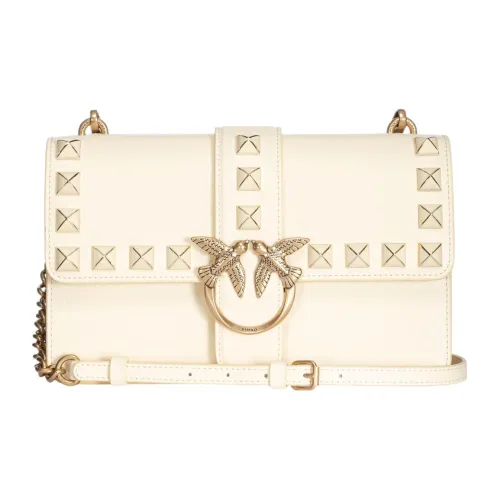 PINKO Love Bag Cowhide And Polyurethane Combination Robin Bag Handbag Shoulder Bag Women's Ecru