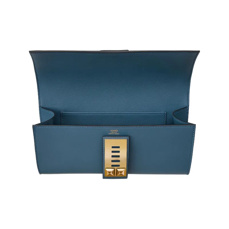 HERMES Swift Calfskin Clutch Regular Women's R2 Blue Agate-1